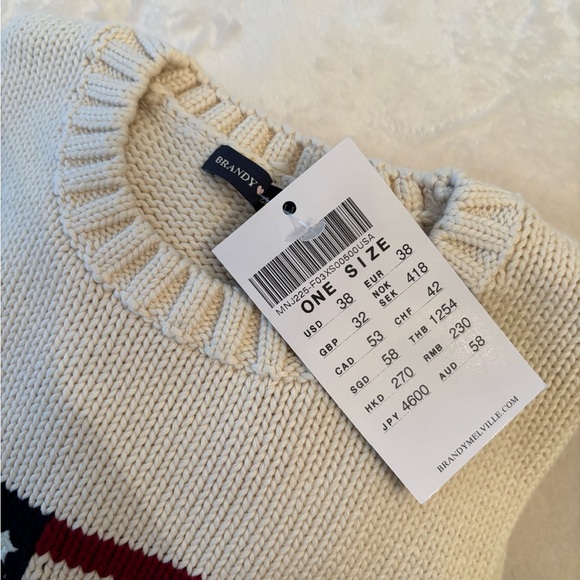 Brandy Melville brandy new NWT NICO AMERICAN FLAG SWEATER white cable knit polo - Picture 6 of 8